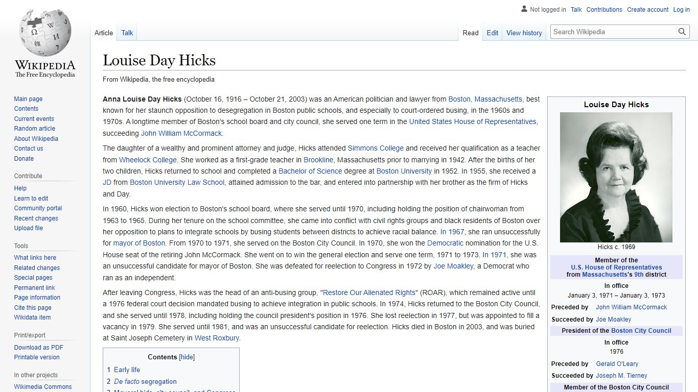 Louise Day Hicks - Wikipedia