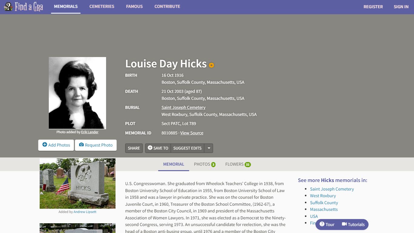 Louise Day Hicks (1916-2003) - Find a Grave Memorial